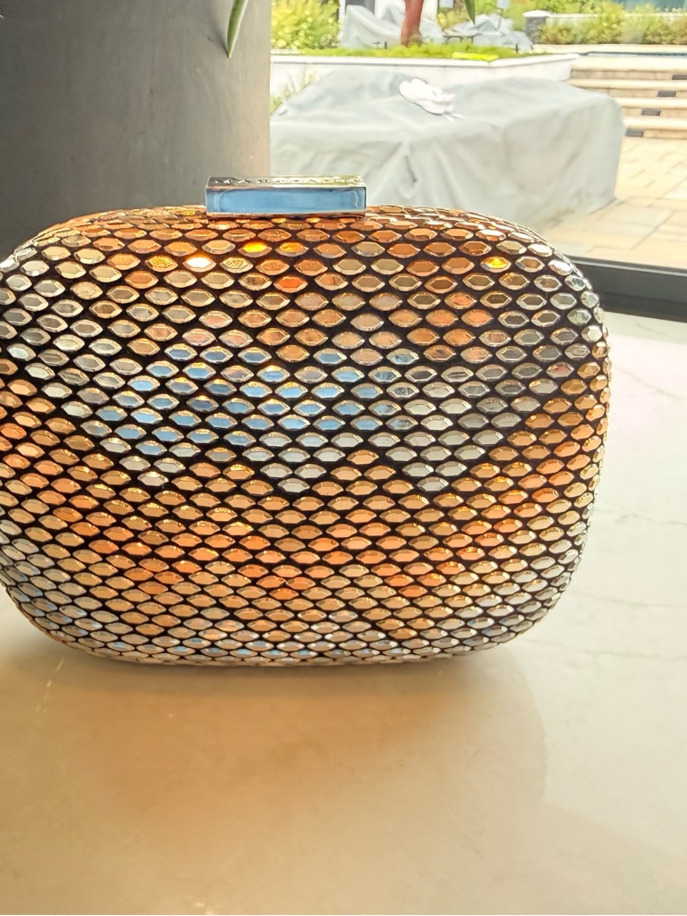 Marciano Metallic Mesh Clutch in Gold and Rose - Picture 6 of 7